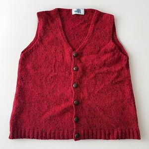Vintage John Molloy Irish Donegal Fleck Wool Knit Sweater Vest Red Men's L